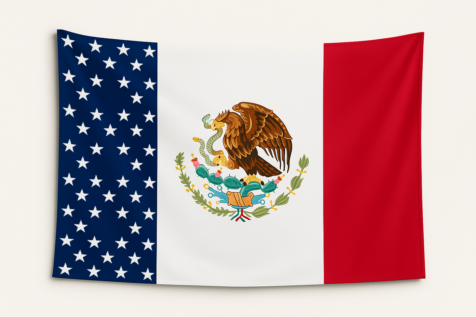 Mexican American Flag | Bandera México-Estadounidense (36"x24" / 91x61 cm)